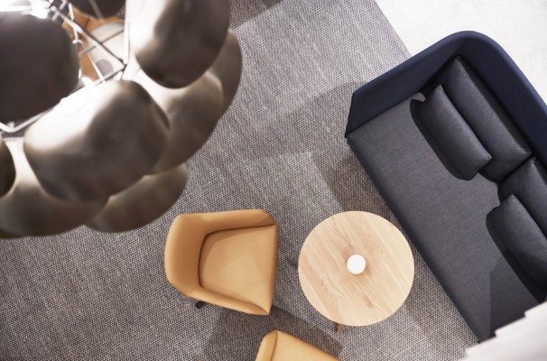 Topshot of a modern seating area.