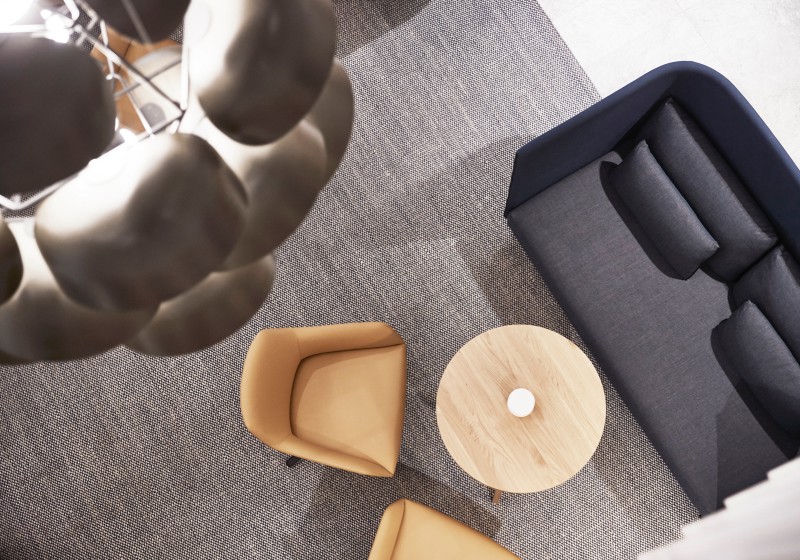 A topshot of a lounge area.